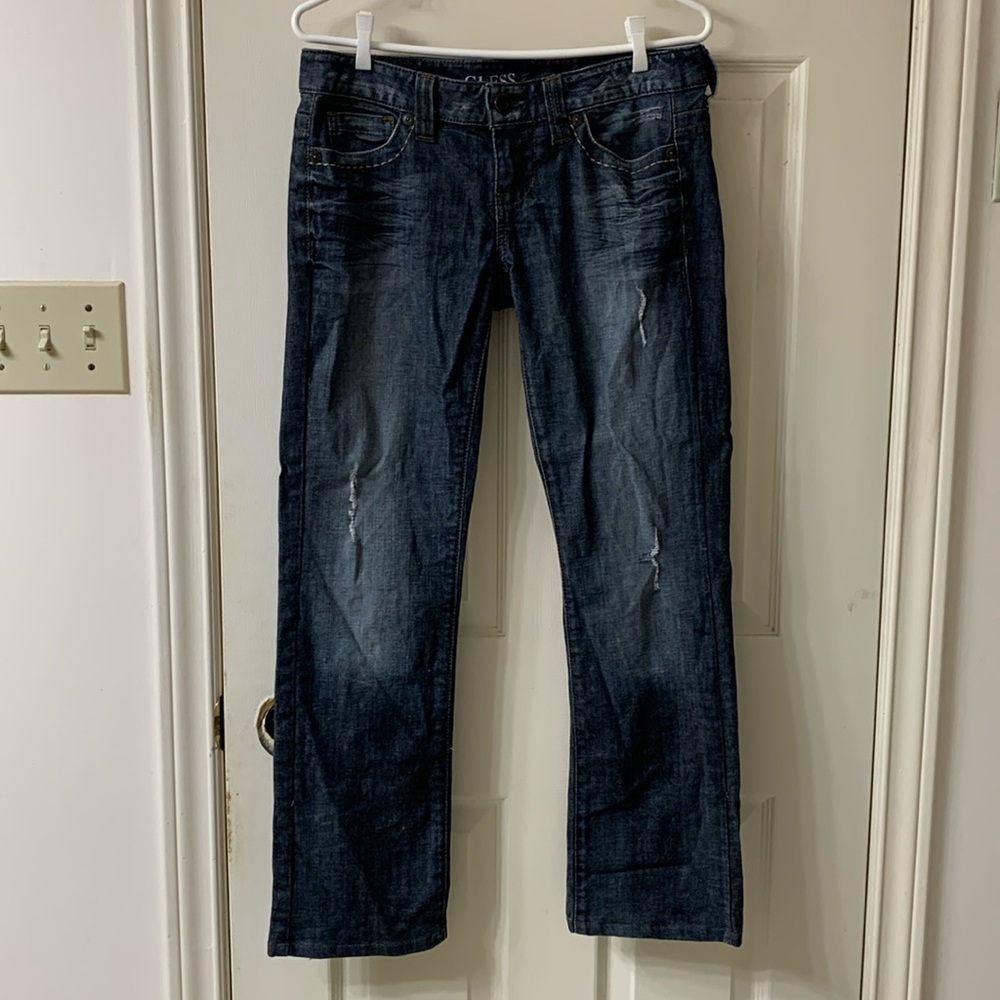 🌷3 for $25🌷Guess Jeans, US 28, Blue Straight Leg Stretch Low Rise Women’s Jeans